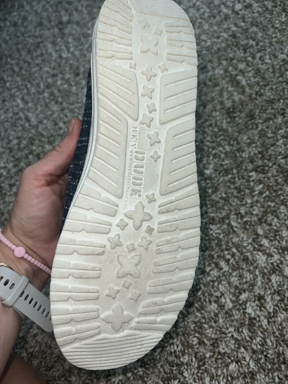 Hey Dude Wendy Sox Slip-Ons — Navy Knit with Speckled White Sole - Women’s 10 - Picture 8 of 14